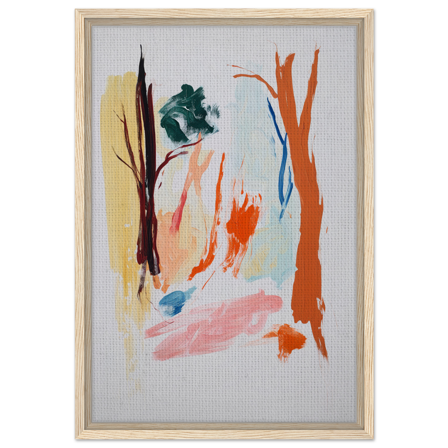 Abstract painting with vibrant brushstrokes evoking trees, ideal for Occurs Splendidly Terrified room decor