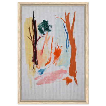 Abstract painting with vibrant brushstrokes evoking trees, ideal for Occurs Splendidly Terrified room decor