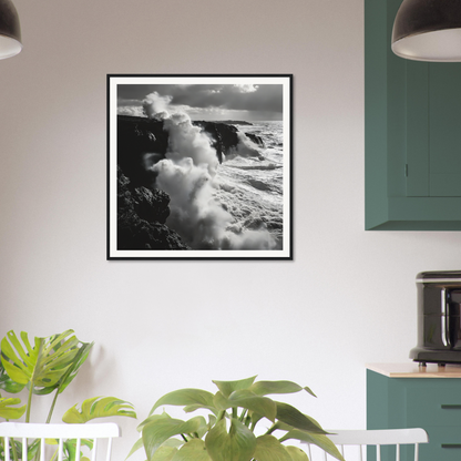 Black and white framed photograph of ocean waves from Ocean Roars Symphony, special edition art