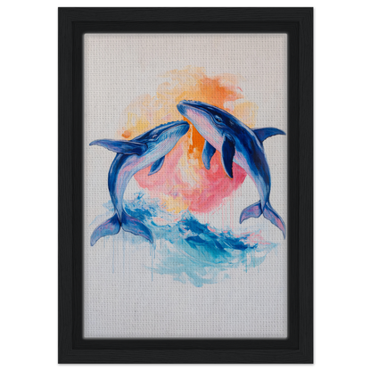 Colorful painting of blue dolphins in Oceanic Whirl Sanctuary room decor