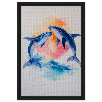 Colorful dolphins leaping in Oceanic Whirl Sanctuary watercolor room decor