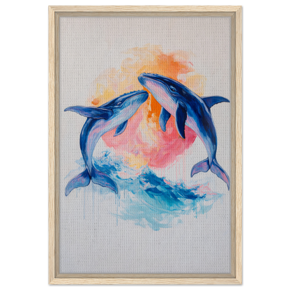 Colorful dolphins leap in a vibrant backdrop, ideal for Oceanic Whirl Sanctuary decor