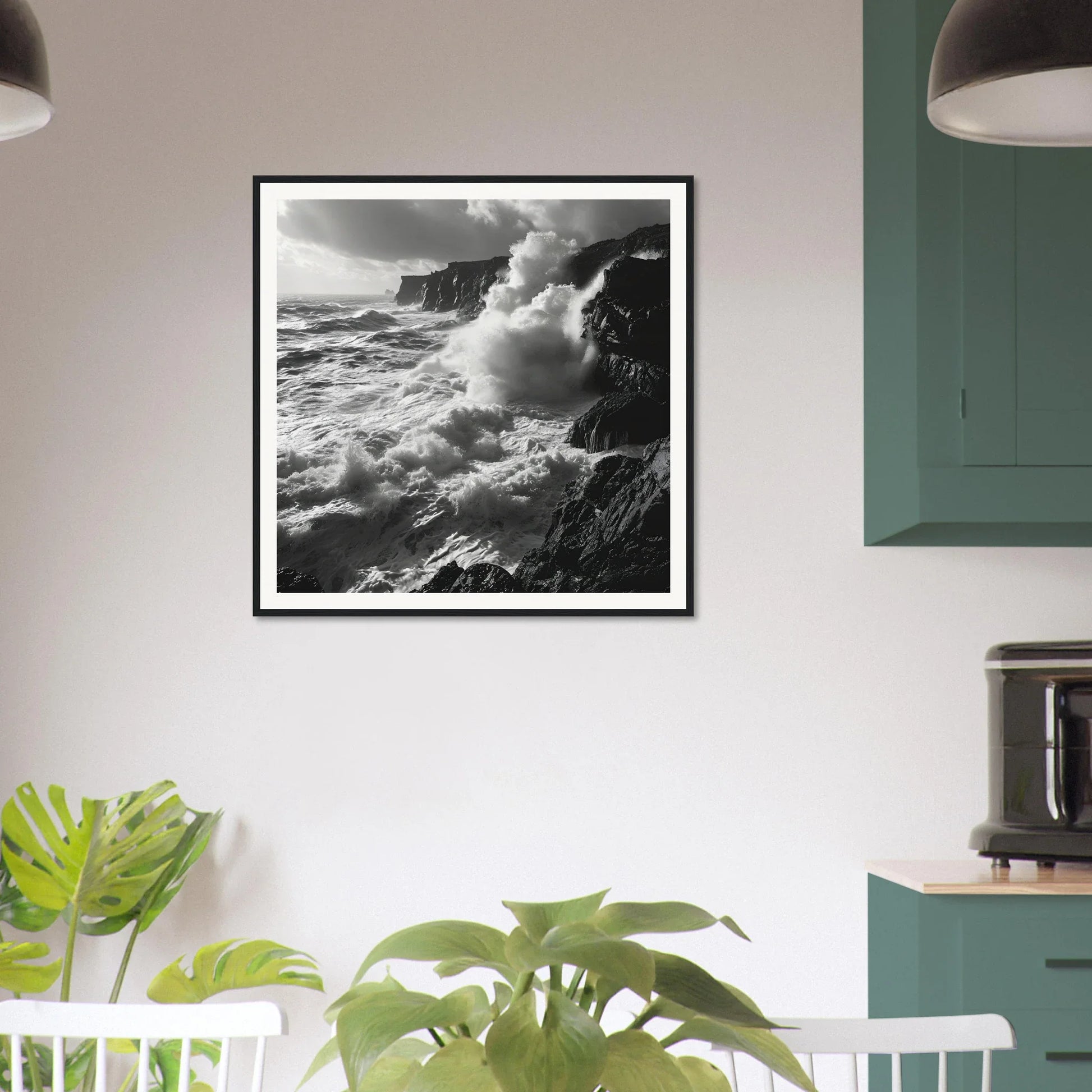 Stunning black and white photo of ocean waves in Ocean’s Ferocious Waltz special edition art™