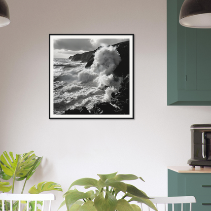 Black and white photo of crashing waves in a special edition art™ from Ocean’s Untamed Poems