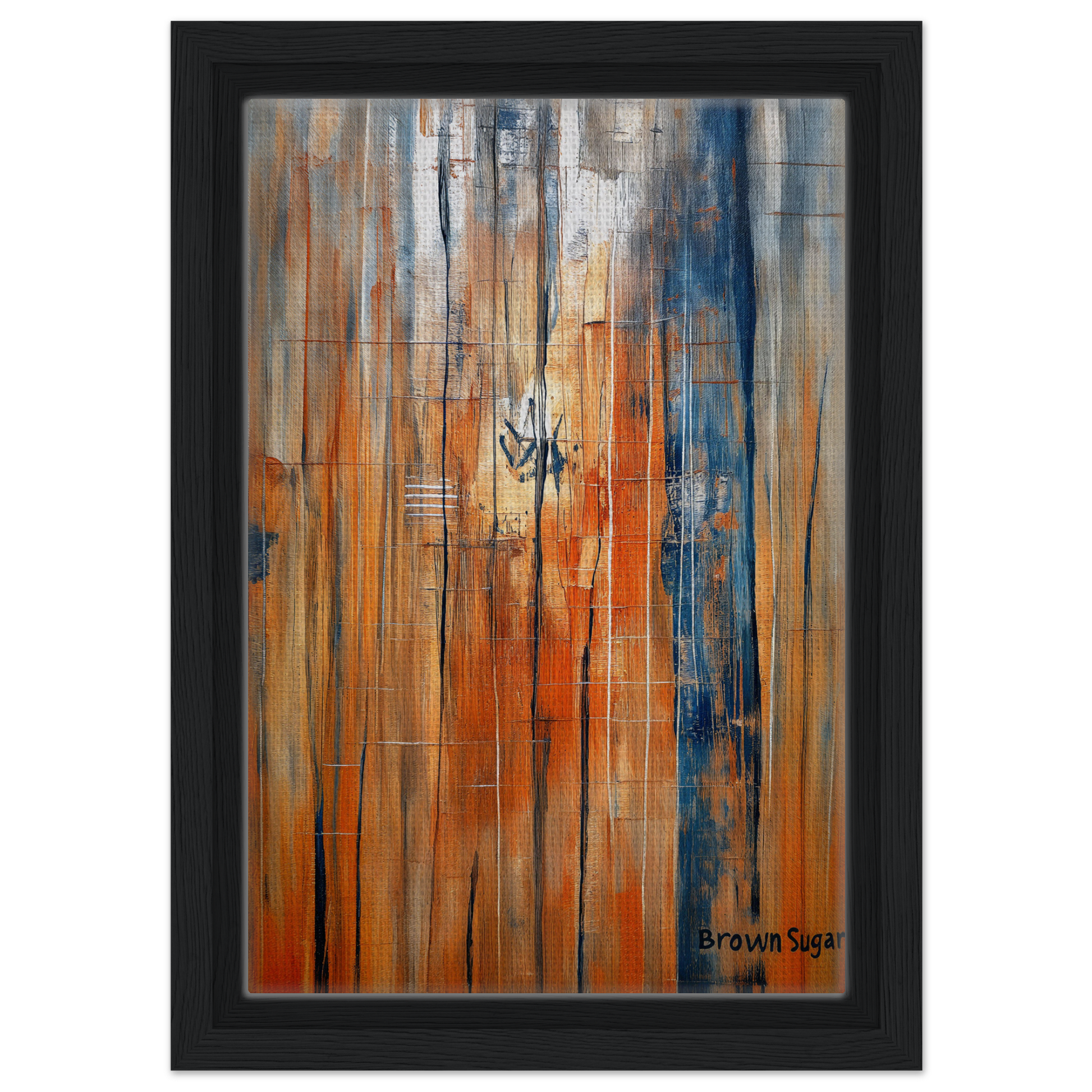 Abstract painting in orange blue spectrums for elegant room decor by Fashion Oracle™