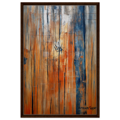 Abstract painting in orange blue spectrums for stylish room decor by Fashion Oracle™