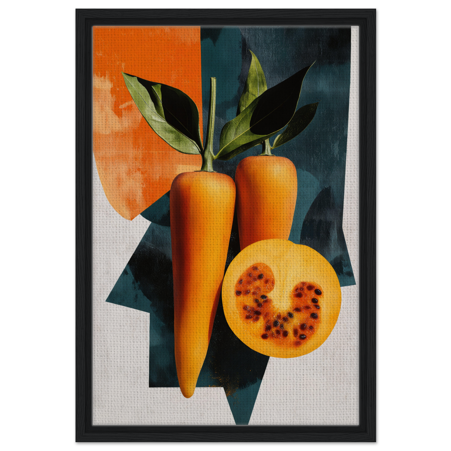 Vibrant orange peppers and a halved melon featured in Orange Reality Fusion design