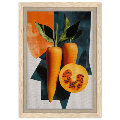 Framed artwork of orange peppers and yellow fruit for Orange Reality Fusion room decor