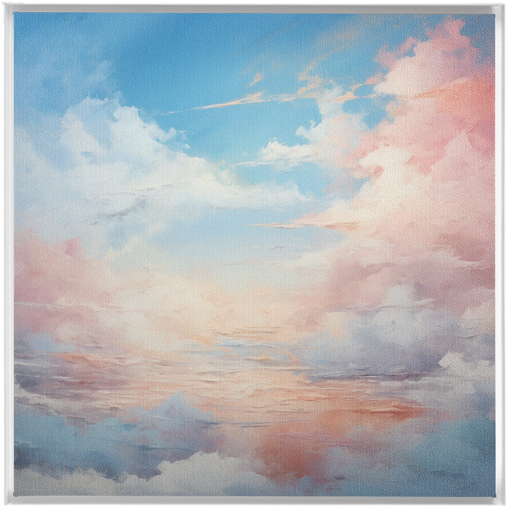 A painting of clouds in the sky