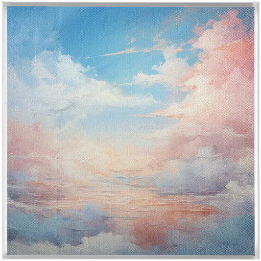 A painting of clouds in the sky