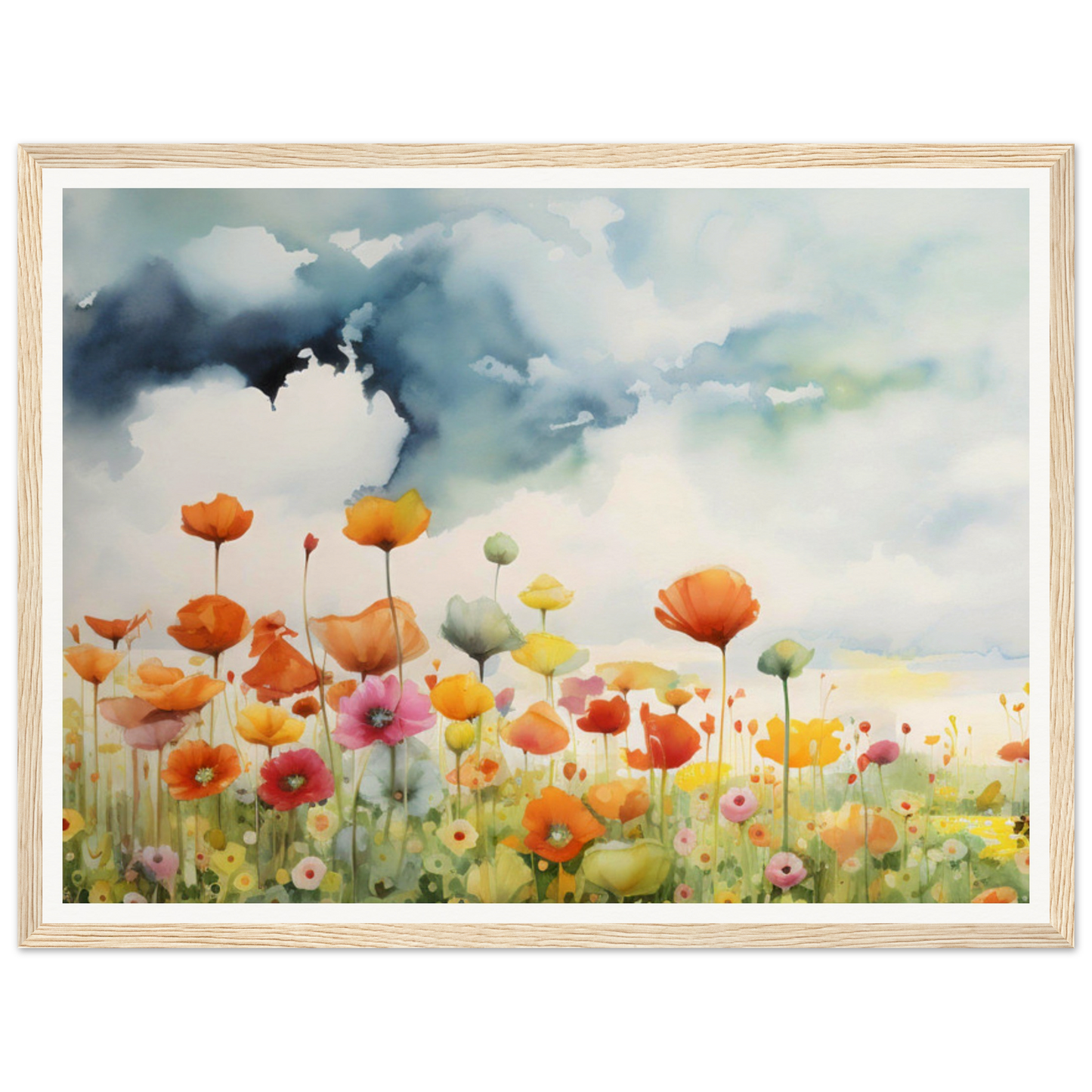 A painting of a field of flowers