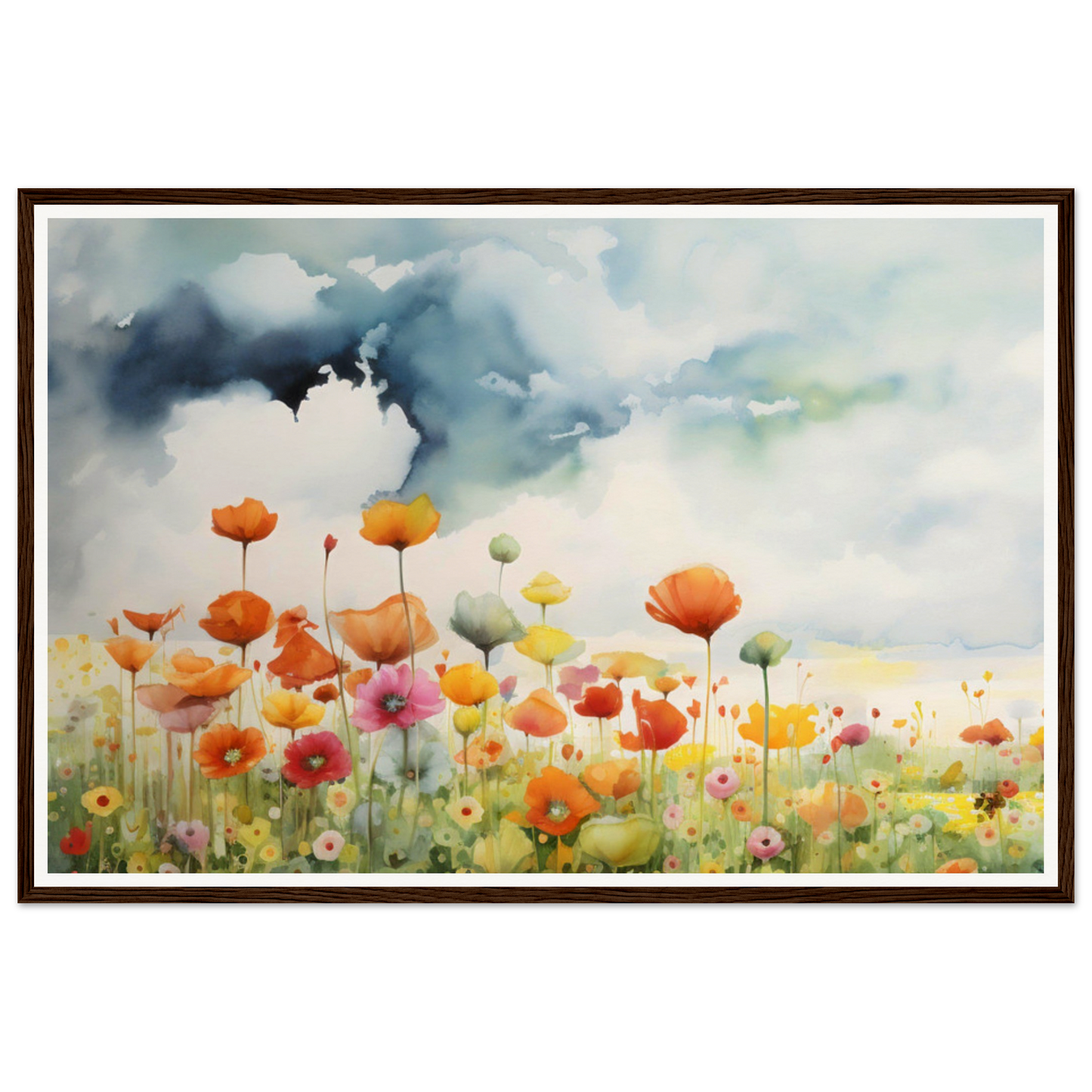 A painting of a field of flowers