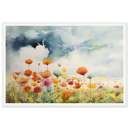 A painting of a field of flowers