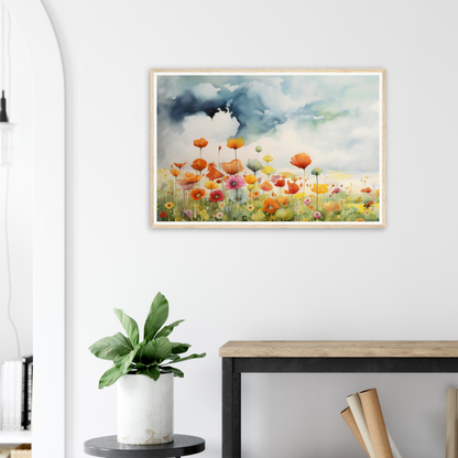 A painting of flowers in a room