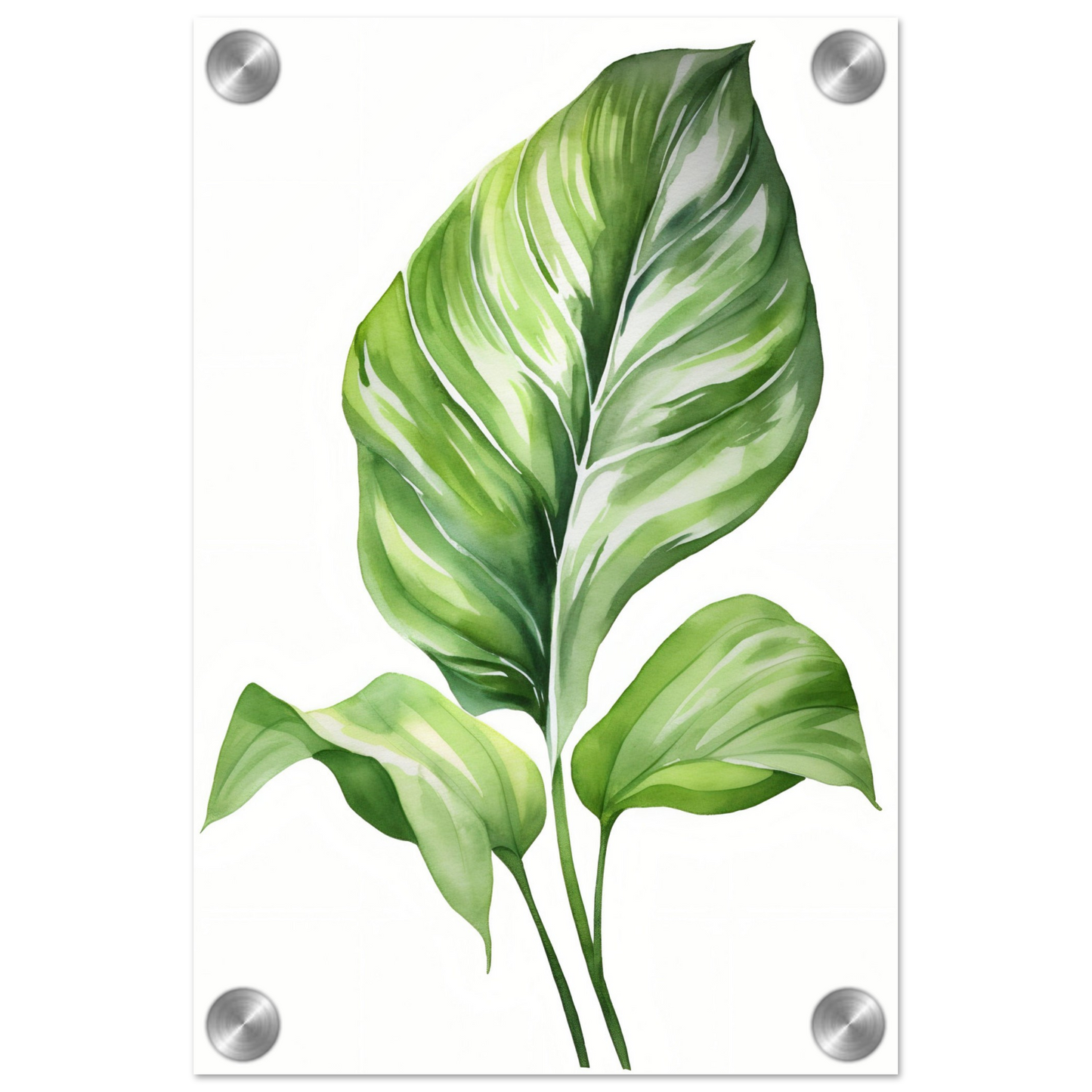 A painting of a green leaf