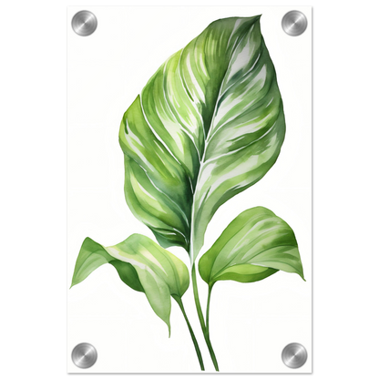 A painting of a green leaf