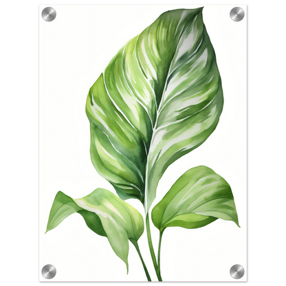 A painting of a green leaf