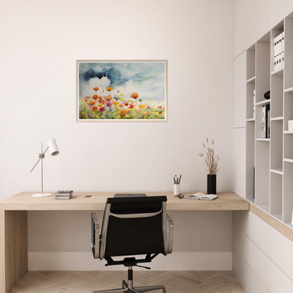 A painting of pop flowers on a desk