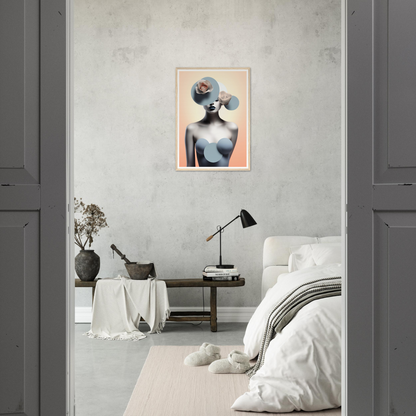 A painting on the wall of a bedroom