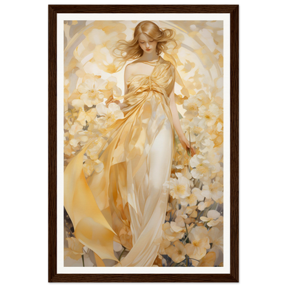 A painting of a woman in a yellow dress