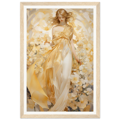 A painting of a woman in a yellow dress