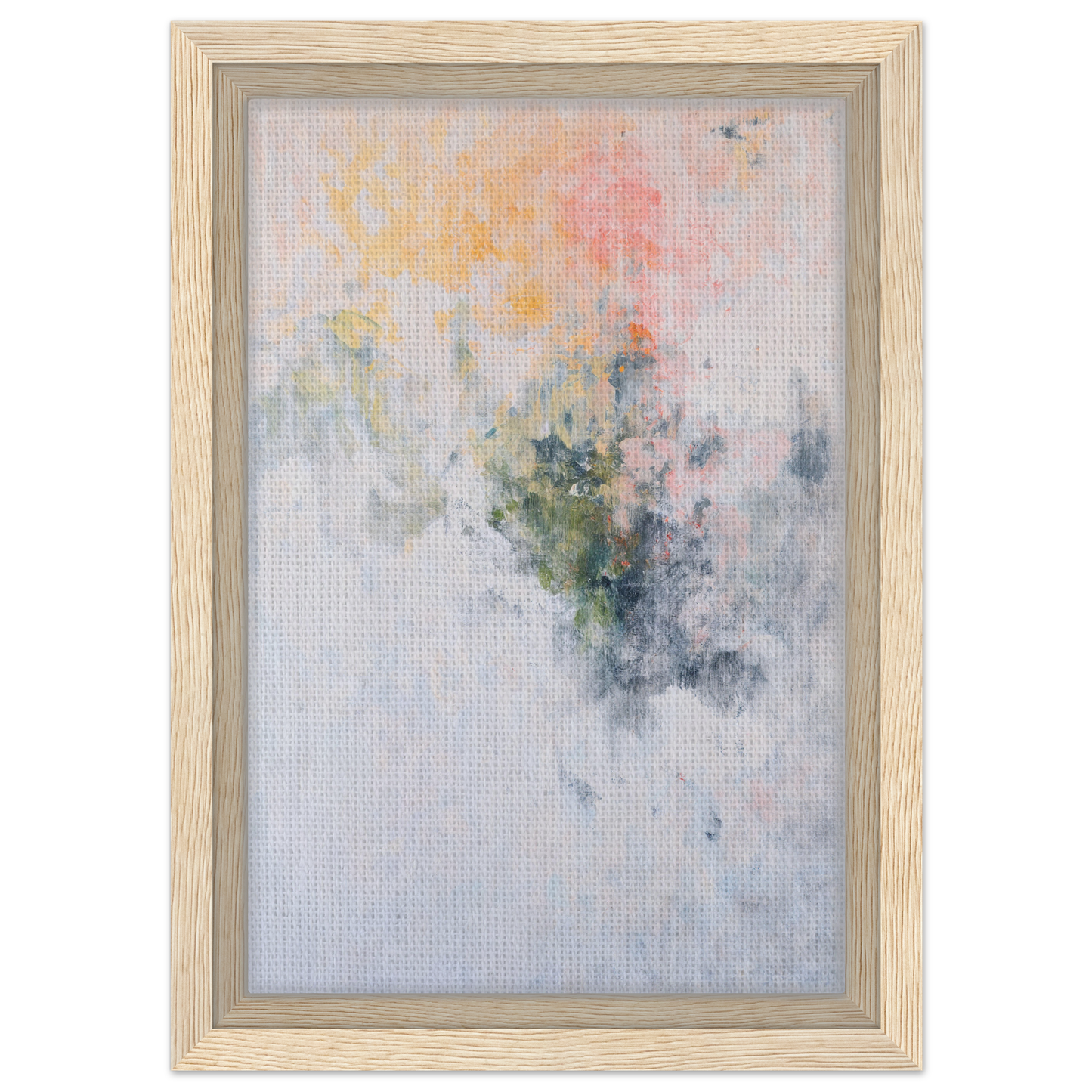 Abstract watercolor painting in soft pastels, framed canvas print named Paradox Gleam Prism