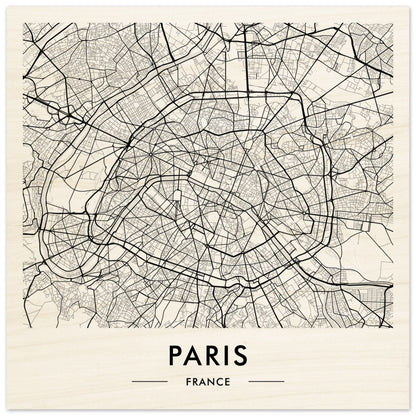 Map of Paris showing the city’s intricate street network and layout.