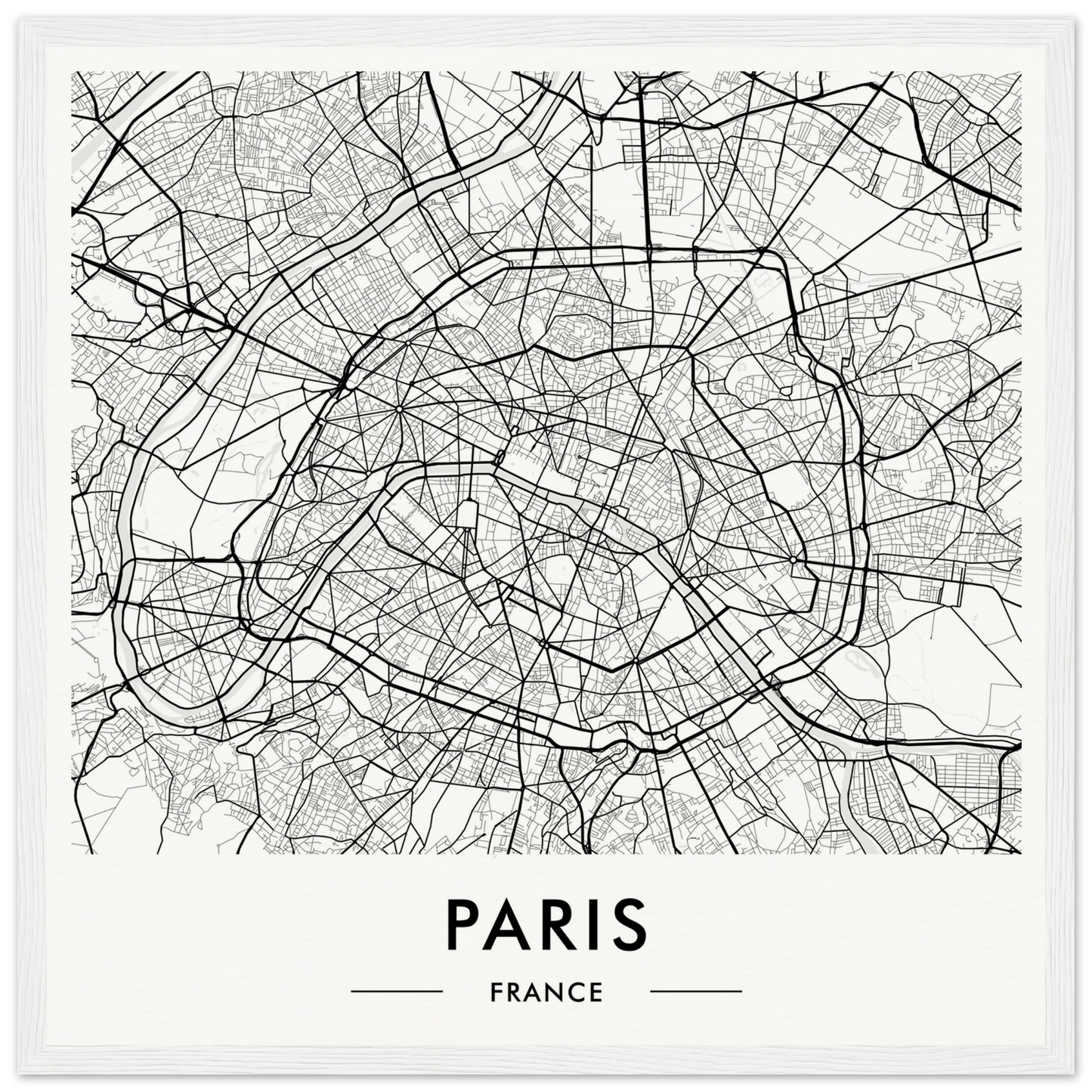 Map of Paris showing its intricate street network and urban layout.