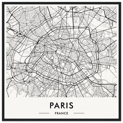 Map of Paris, France showing its intricate street network and urban layout.