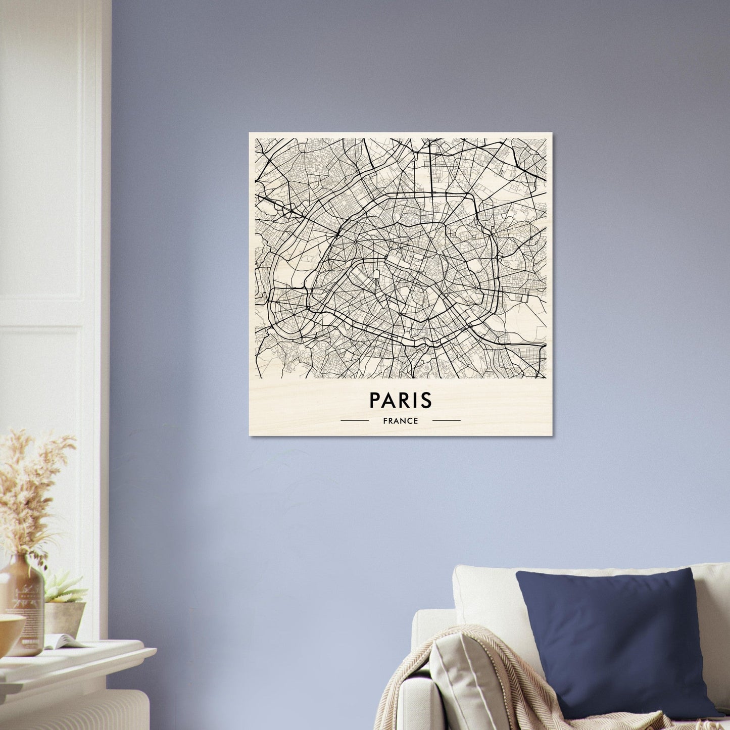 Map of Paris displayed as wall art.