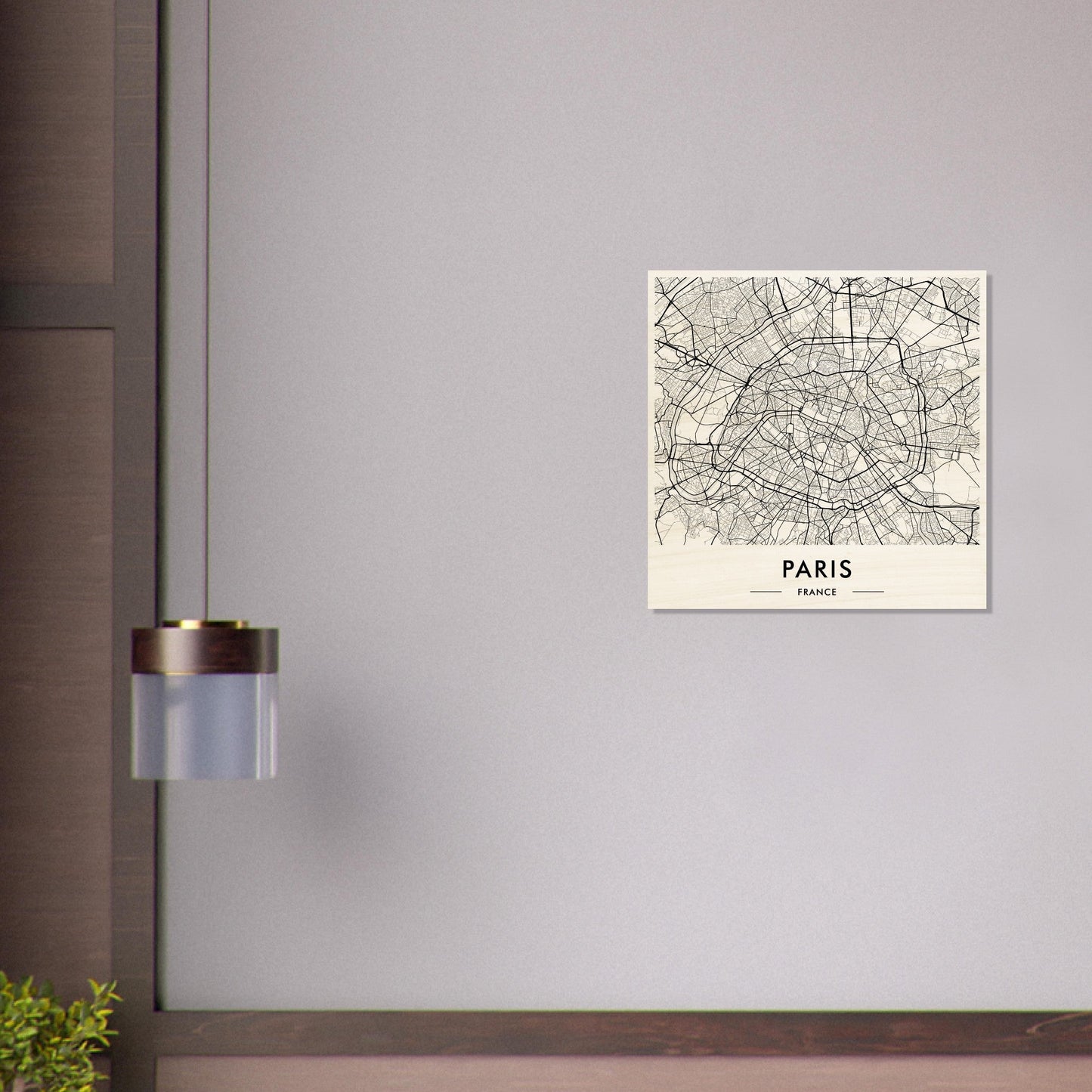 Map of Paris displayed as wall art.