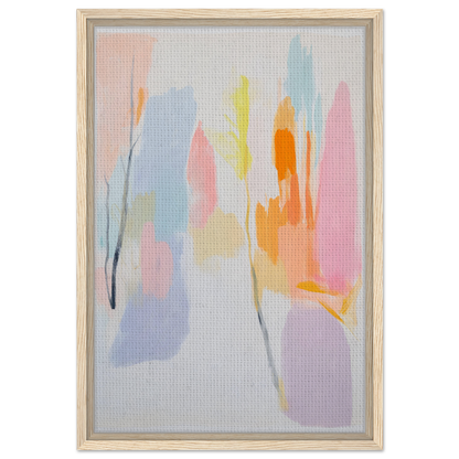 Abstract painting with pastel brushstrokes in a wooden frame, Pastel Dreamscape Melody