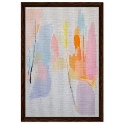 Abstract painting in soft pastels within a wooden frame for Pastel Dreamscape Melody decor