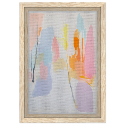 Abstract painting with pastel brushstrokes in light wood frame for Pastel Dreamscape Melody