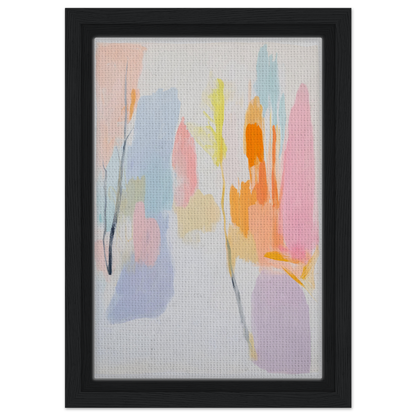 Abstract painting with pastel brushstrokes in black frame for Pastel Dreamscape Melody room decor