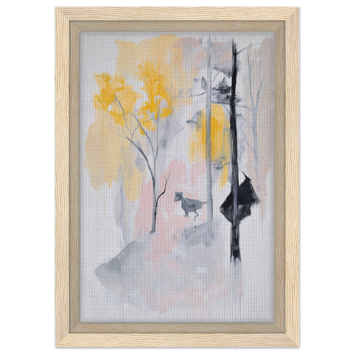 Abstract painting in soft yellow and gray, ideal for Pastel Whimsy Echo room decor