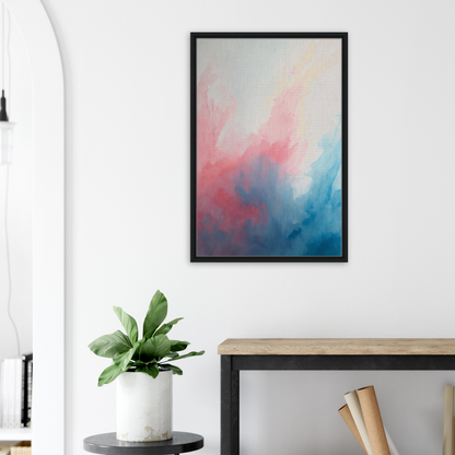 Abstract painting in black frame showcasing Pastel Whirl Dance for stylish room decor