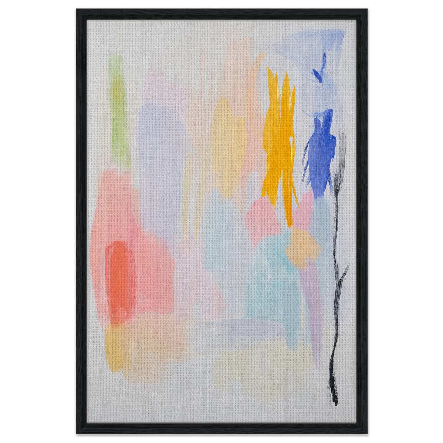 Framed canvas wall art titled Pastels in Harmony featuring soft pastel colors and abstract expressionism