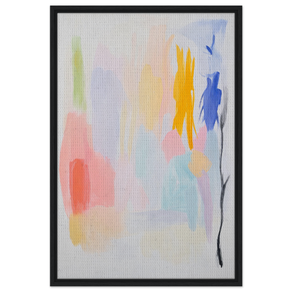 Framed canvas wall art titled Pastels in Harmony featuring soft pastel colors and abstract expressionism