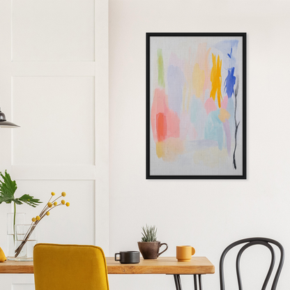 Abstract painting in soft pastels, framed canvas wall art for stylish room decor