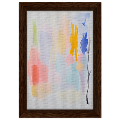 Abstract painting in pastel colors framed for elegant room decor and modern art appeal