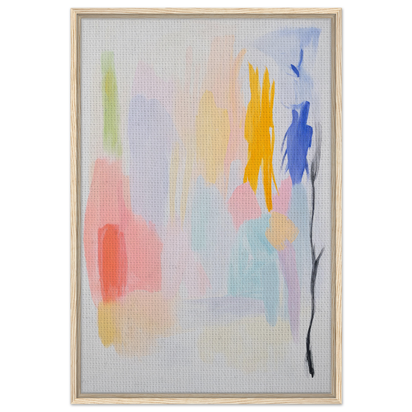 Abstract painting with pastel colors and bold brushstrokes for framed canvas wall decor