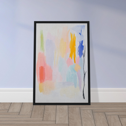 Framed canvas wall art titled Pastels in Harmony showcasing soft pastel abstract expressionism