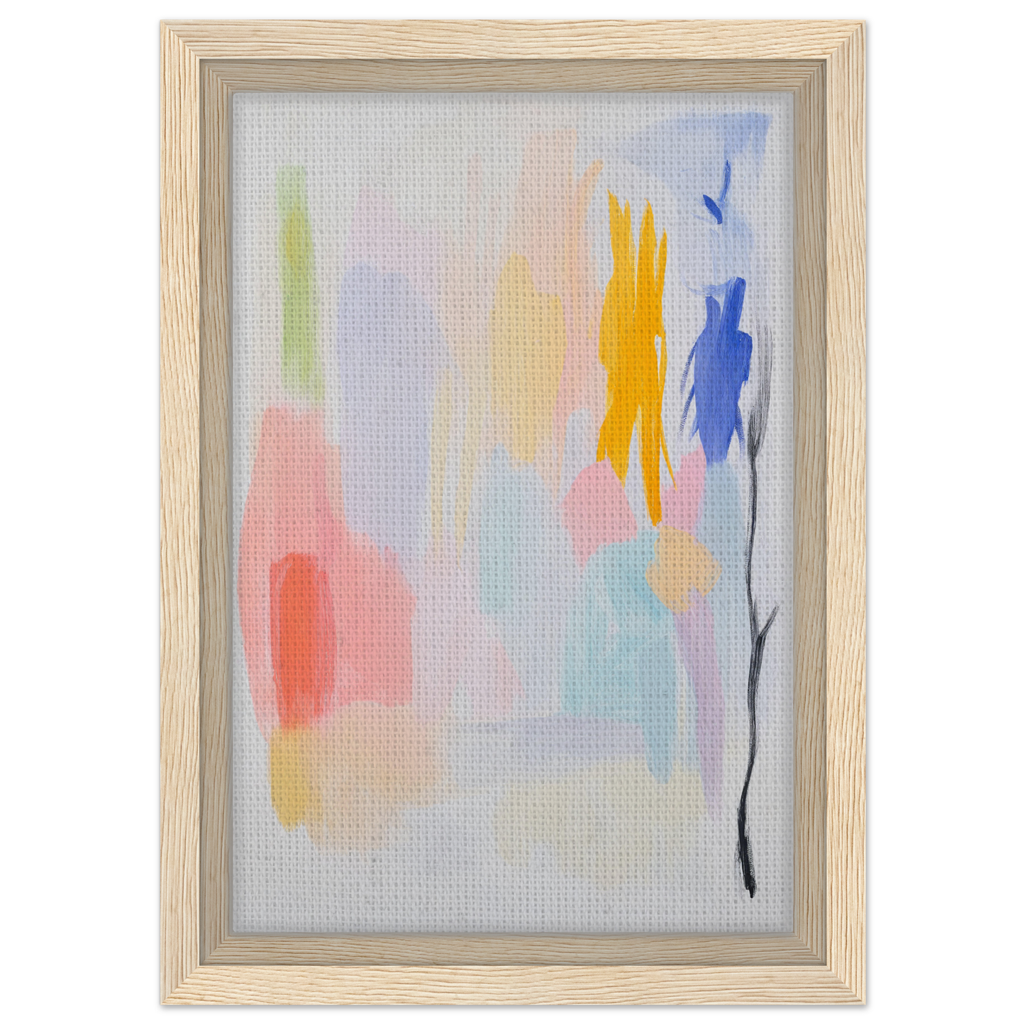 Abstract painting in soft pastels, framed canvas wall art for elegant room decor