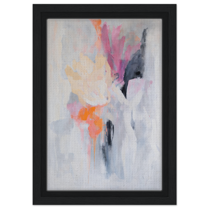 Abstract painting with pastel colors in a black frame for Petal-Loom Murmurs room decor