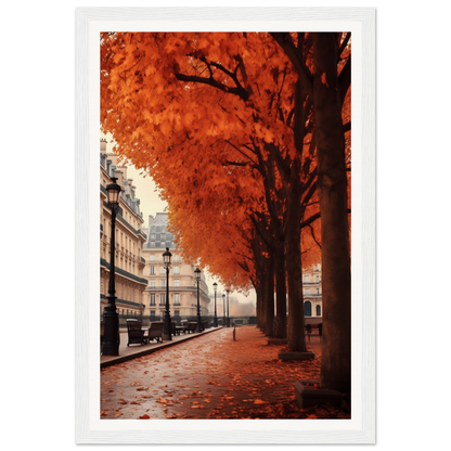 A photo of a street with trees and leaves