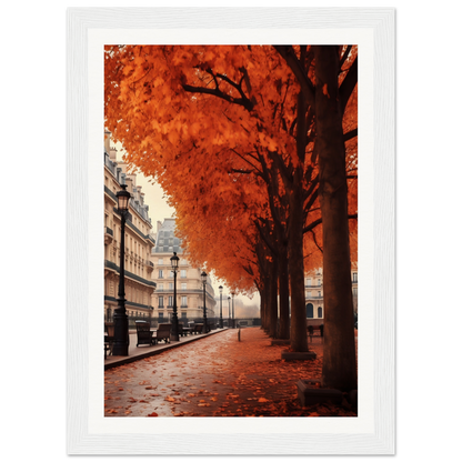 A photograph of a street with trees and buildings in the background