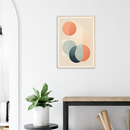 Abstract geometric art print featuring overlapping circles in muted pastel colors.