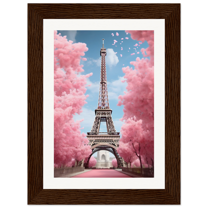 A picture of the eiff tower in paris with pink clouds