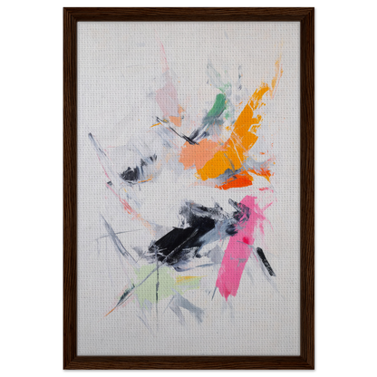 Abstract painting with colorful brushstrokes in a wooden frame from Pigment Tempest Unfolds